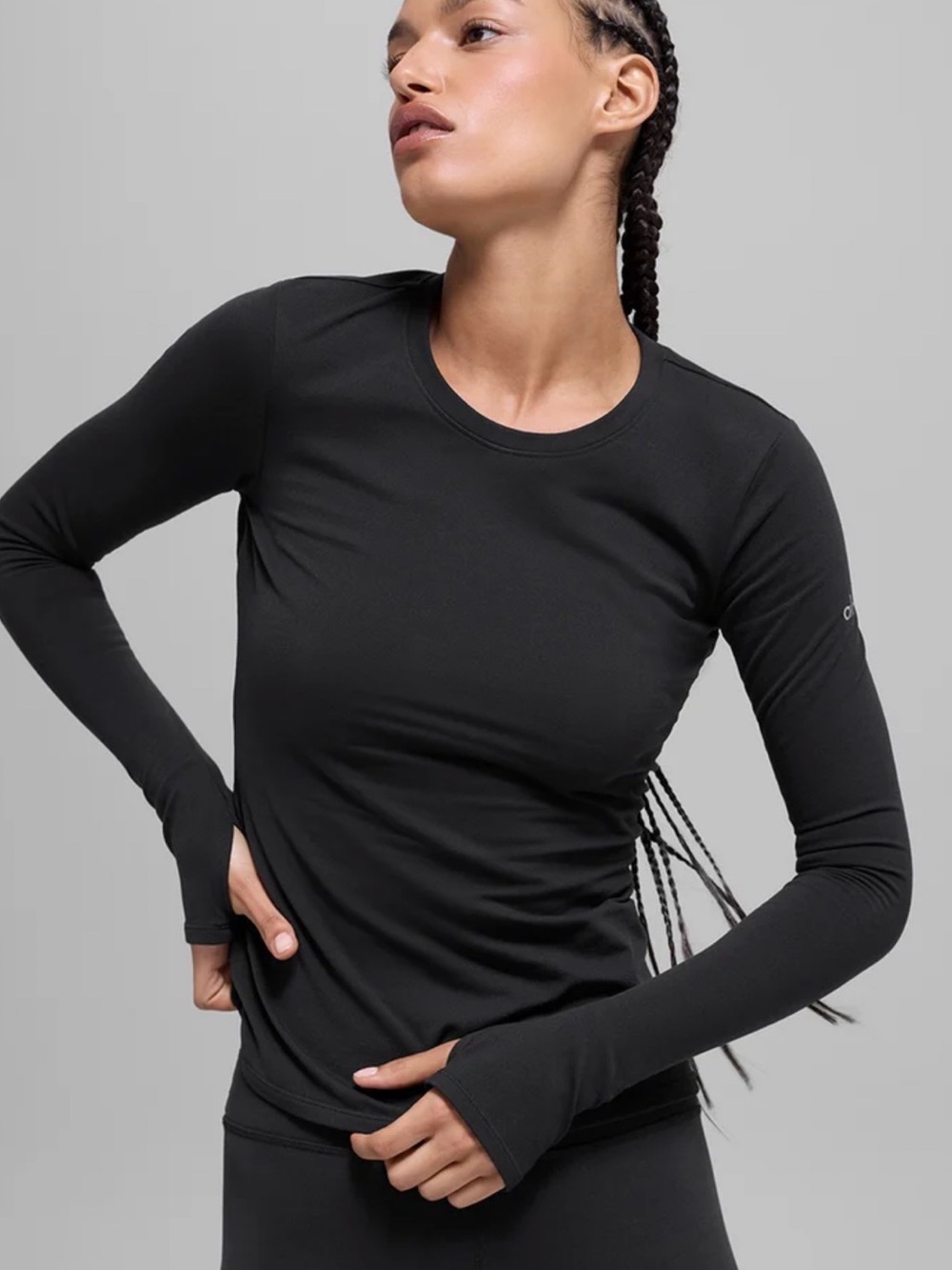 Alo Yoga Black Airbrush Winter Warm Nocturne Long Sleeve size medium